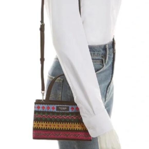 Kate Spade MANHATTAN CARNIVAL FAIR ISLE Purse Mini Tote with Crossbody Strap - Picture 12 of 13